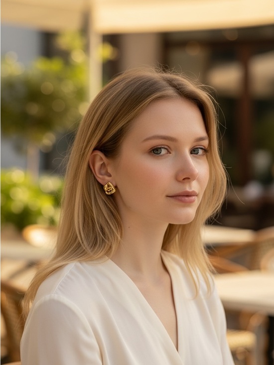 Dior Jewelry - Dior Gold Heart Floral Logo Stud Earrings